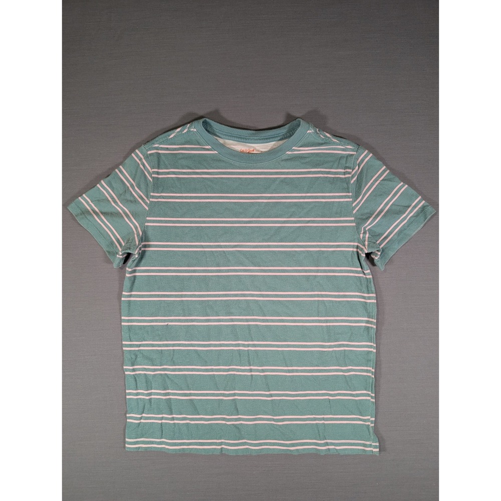 Cat & Jack Kids Teal Green Pink Striped Short Sleeve T-Shirt Size L 10/12